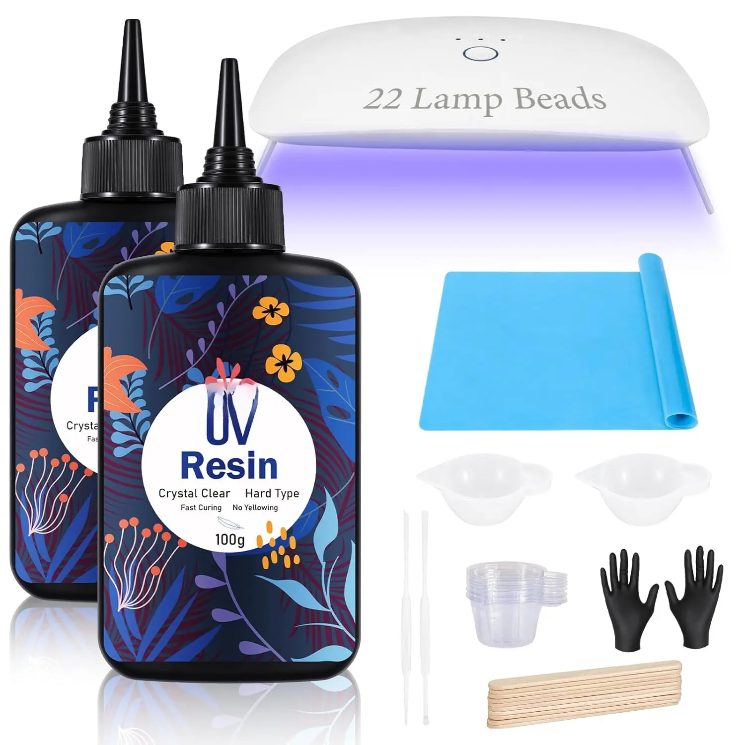 UV  Kit With 22 Lamp Beads Light - Larger Size and 200g Upgraded Hard Type  Clear  for Craft  Making