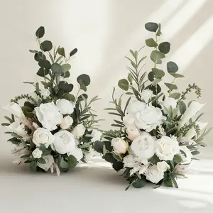 2pcs Set Artificial Floral Arrangements, Decorative Faux Flowers, for Fall Wedding Aisle Chairs, Ceremonies, Banquets, Outdoor Parties, Valentine's Day, Anniversaries and Home Decor