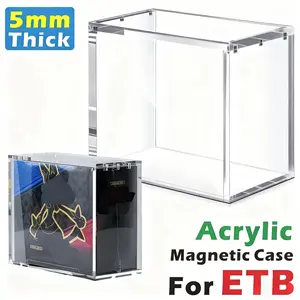Clear Acrylic Magnetic Display Case 5mm Thick, Luxury Rare Card Stronghold with UV-Resistant Display Box Magnetic Closure Made Easy Top Loading Ultra Boxes for Display Compatible with PKMN Booster Boxes, Dustproof and Waterproof(1-pack) summerwins