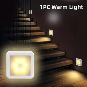 6-LED Motion Sensor Wireless LED Night Light, Smart Pir, Energy Saving, Easy Installation, Ideal for Bathroom, Bedroom, Hallway, Stairs, Cabinet, Motion Sensor Lamp