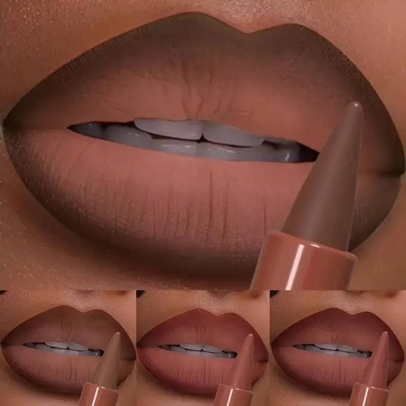 Matte Soft Focus Lipstick Set Waterproof Transferproof Stay All Day Makeup Chocolate Brown Lip Plumping No Drying Buildable Lip Crayon SummerVibes Cosmetic