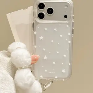 ins wind niche simple semi-transparent matte five-pointed star suitable for Apple 17 mobile phone case iphone16promax new 15pro hand lanyard 14 anti-drop protective cover Casing