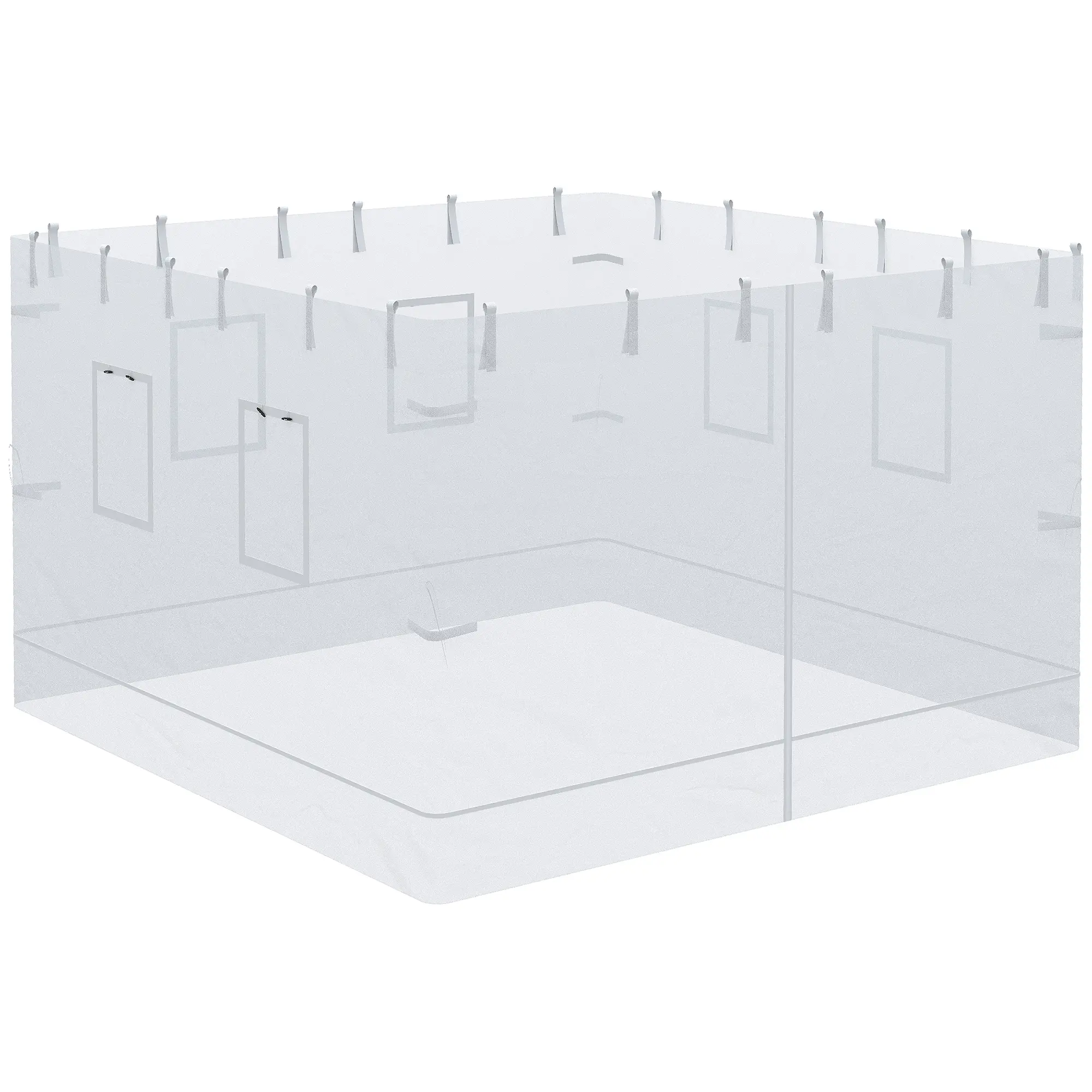 Outsunny Pop up Canopy Walls, Universal Replacement Netting, Set of 4 Mesh Screen Sidewalls, Patio Netting with 6 Service Windows and 1 Door for 10' x 10' Canopy Tent, White
