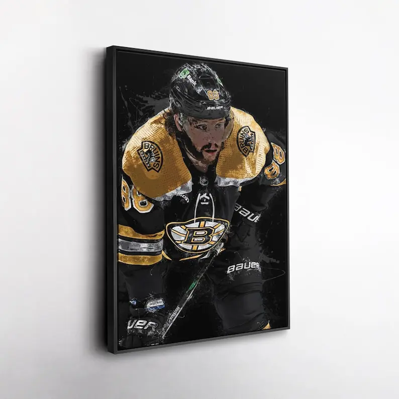 David Pastrnak Wall Art ? Boston Bruins Canvas Print, NHL Hockey Decor, Framed Poster Gift for Fan Room, Man Cave, or Office ( Unframed - Print Only )