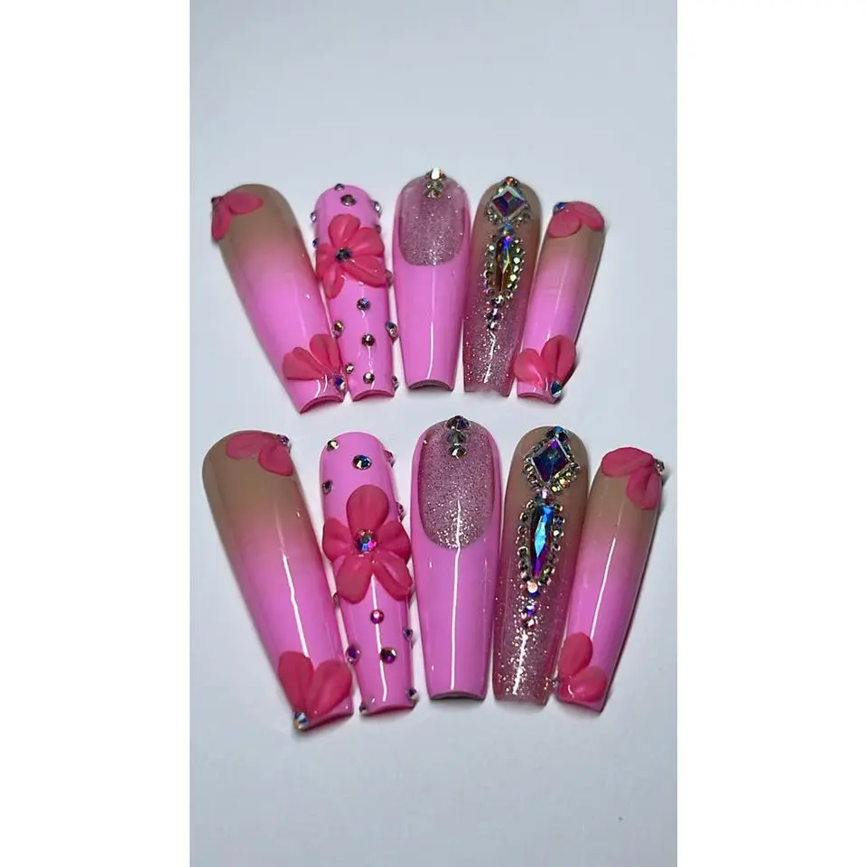 SALMON | COFFIN | XL LONG | PRESS ON NAILS
