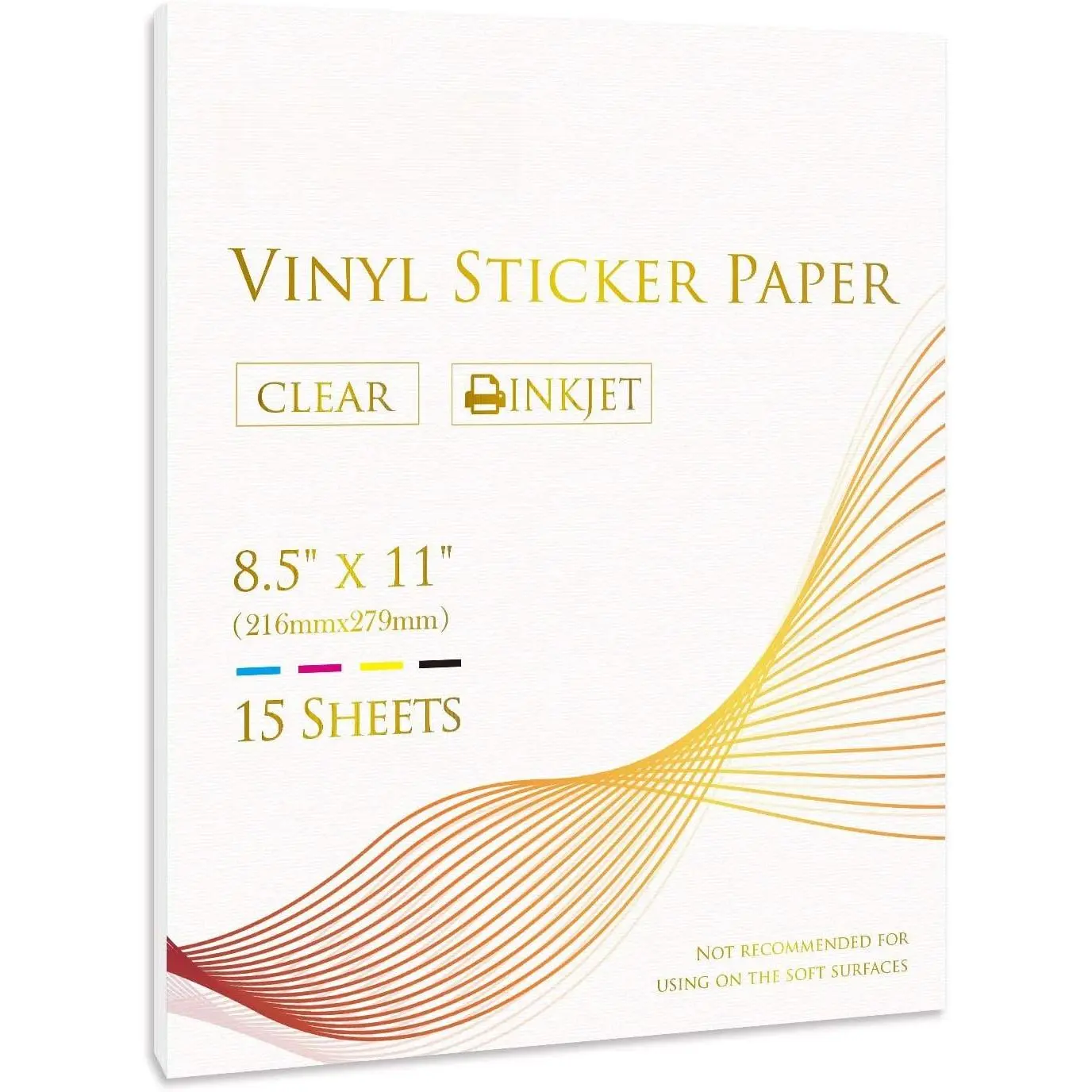 Clear Sticker Paper for Inkjet Printers -  Transparent Printable Vinyl Sticker Paper - 15 Sheets 8.5x11 Inch Glossy Clear Label Paper for Custom Stickers, Decals