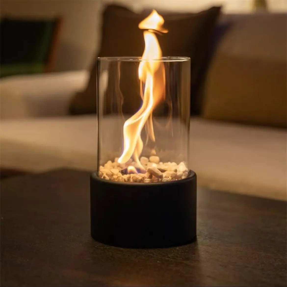 Large Tabletop Fireplace Portable Fire Pit Smokeless Indoor/Outdoor Fire Bowl Cozy Home & Patio Decoration for Vibes S'mores Maker Metal Firepit Stove Modern