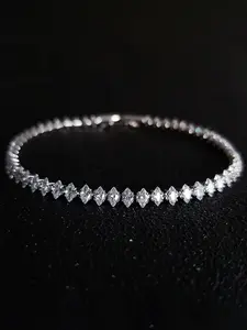 Elegant Geometric Rhombus Artificial Crystal Zircon Bracelet, Simple Style Women's Daily Wear Party Accessory, Fashionable and Versatile Hand Chain, Jewelry Bracelet Design, Exquisite Bracelet, High Quality Bracelet, Fashion Bracelets, Pretty Bracelet