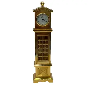 1988 Vintage Morita Miniature Grandfather Clock Gold Tone Quartz 12k GE Japan