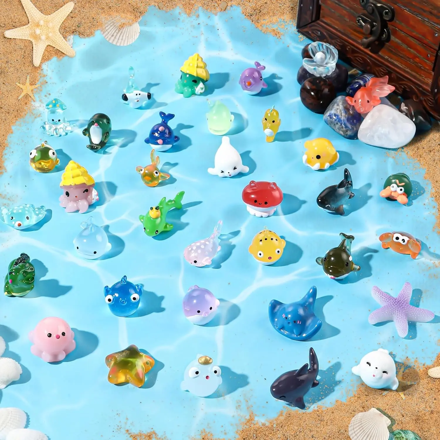Diydec 36 Piece Miniature Cute Ocean Resin Animal Figurines, Aquarium Decorations, Fish Decorations For Tank, Aquarium Supplies, Plastic Sea Creatures, Fish Tank Ornaments, Fairy Garden Toys