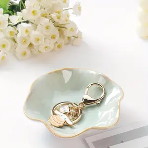 Fashionable Ceramic Leaf Tray Set, Ideal for Jewelry Display & Cosmetics Storage, Perfect for Rings Keys Small Items Organization, Makeup Tray