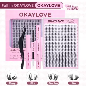 OKAYLOVE Lira Lash Clusters Kit Okaylovelashes with Long-lasting Lash Bond and Seal,Tweezers and Remover for DIY Eyelash at Home for Natural Makeup Girl Gifts