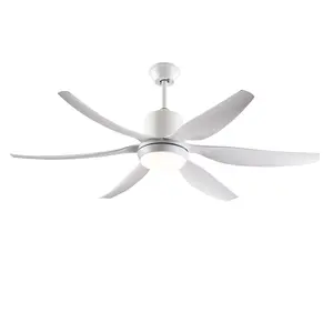 NookNova 56 Inch Large White Ceiling Fan with Dimmable LED Light, 6 Speed Remote Control Reversible Bright Home Fan for Porch Garage Shop