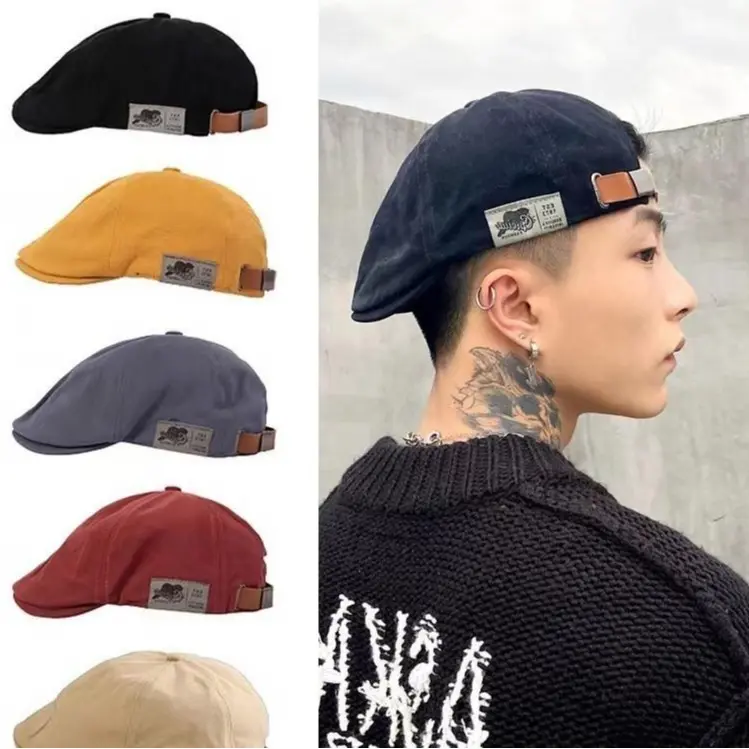 Unisex Japanese-Style Street Hip-Hop Patch Forward Cap, Backward-Wearable Sports Outdoor Hat for Summer-Autumn, 55-58 cm Head Size Fit