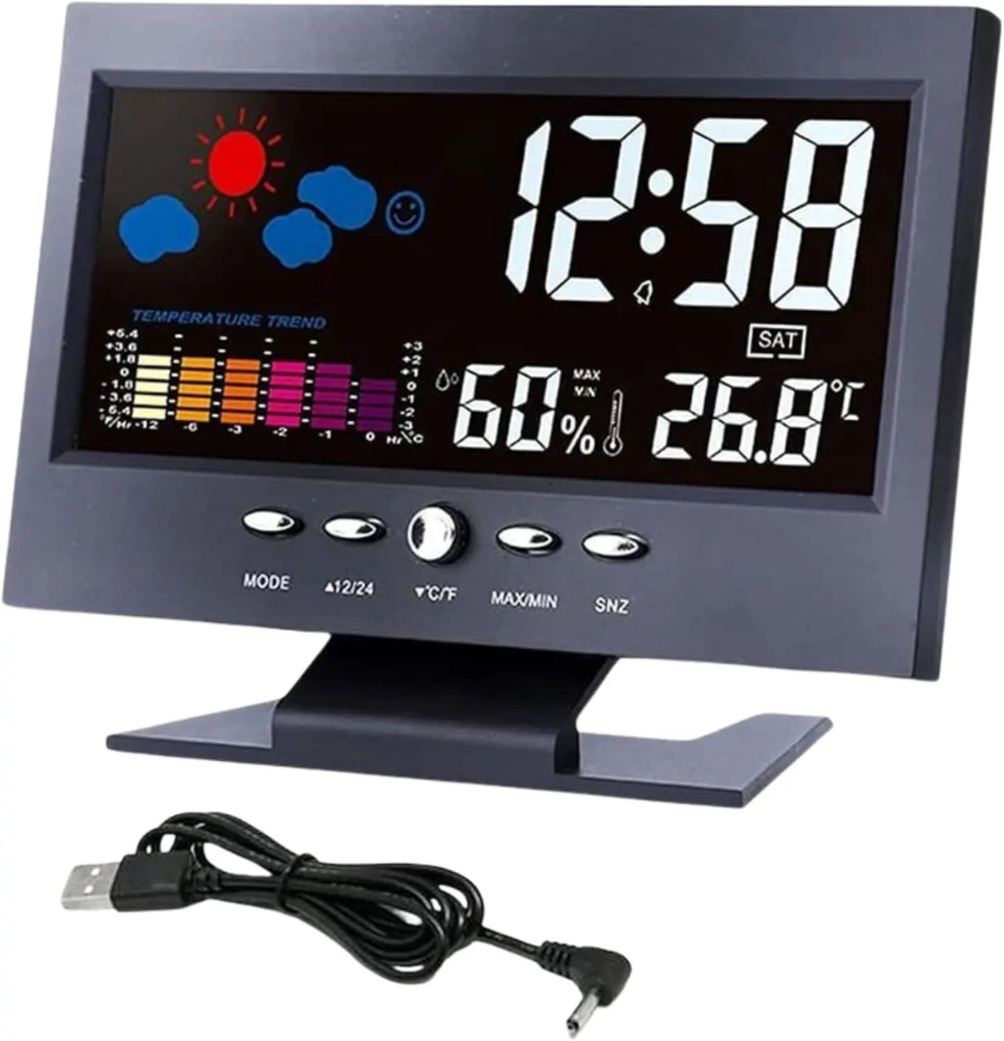 ikaufen Weather Station Wireless Indoor ThermometerTemperature Desk Digital Alarm Clock WeatherThermometer LED Temperature Humidity Monitor with Vibrating Bed Shaker Dual Loud chill room accessories