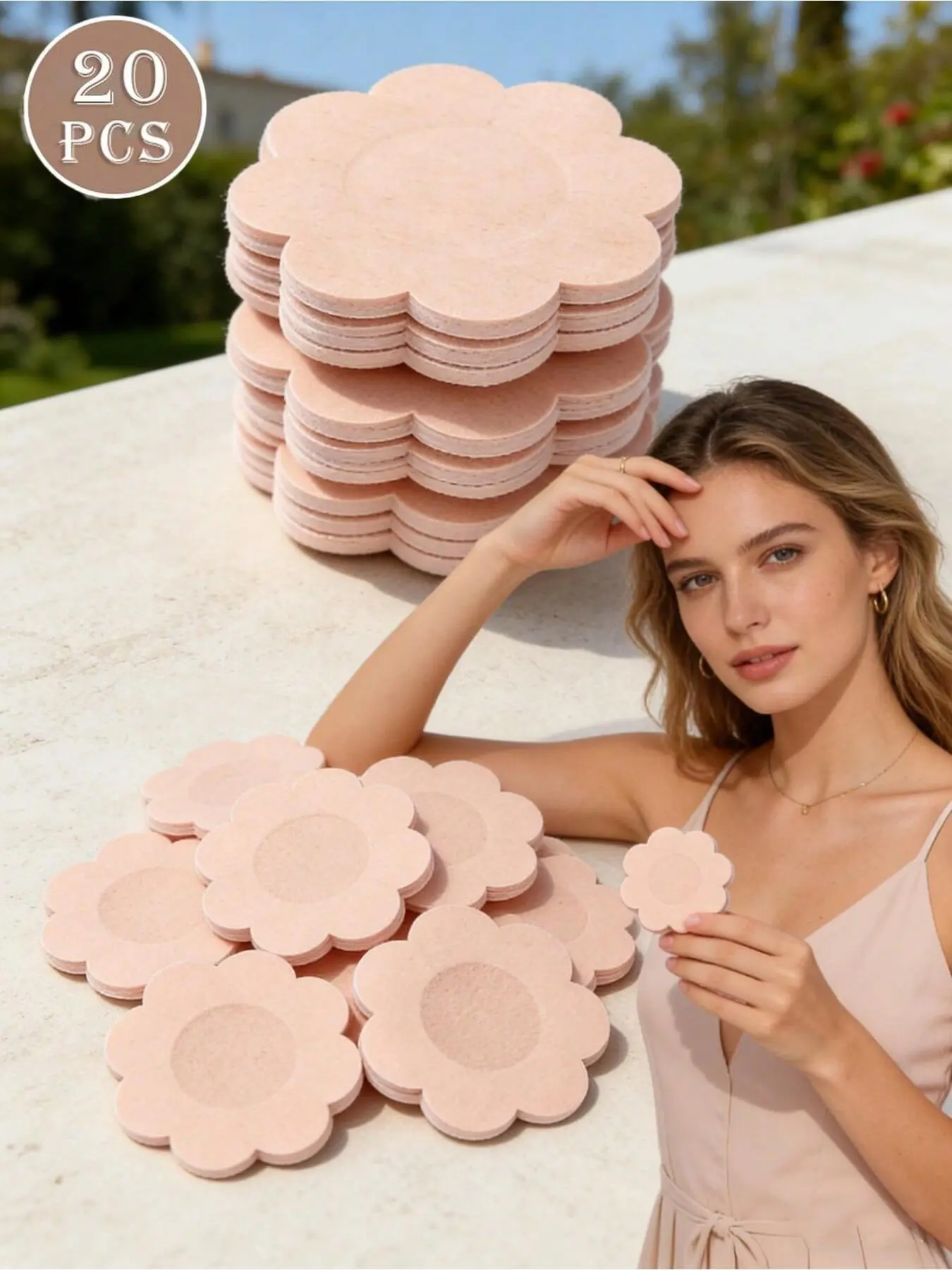 20 pieces of disposable nipple covers for women, seamless chest stickers, adhesive bras, women's underwear accessories, strapless bras, anti-bump, anti-friction, suitable for wedding dresses, marathons, business trips and travels, Seamless Adhesive Pads