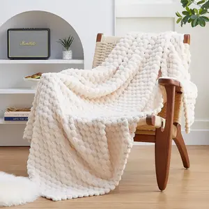 New Deal -  Blanket for Couch or Bed 3D Imitation Turtle Shell Jacquard Decorative Cozy Soft Lightweight Fuzzy Flannel Blanket Suitable for All Seasons50×60,Beige