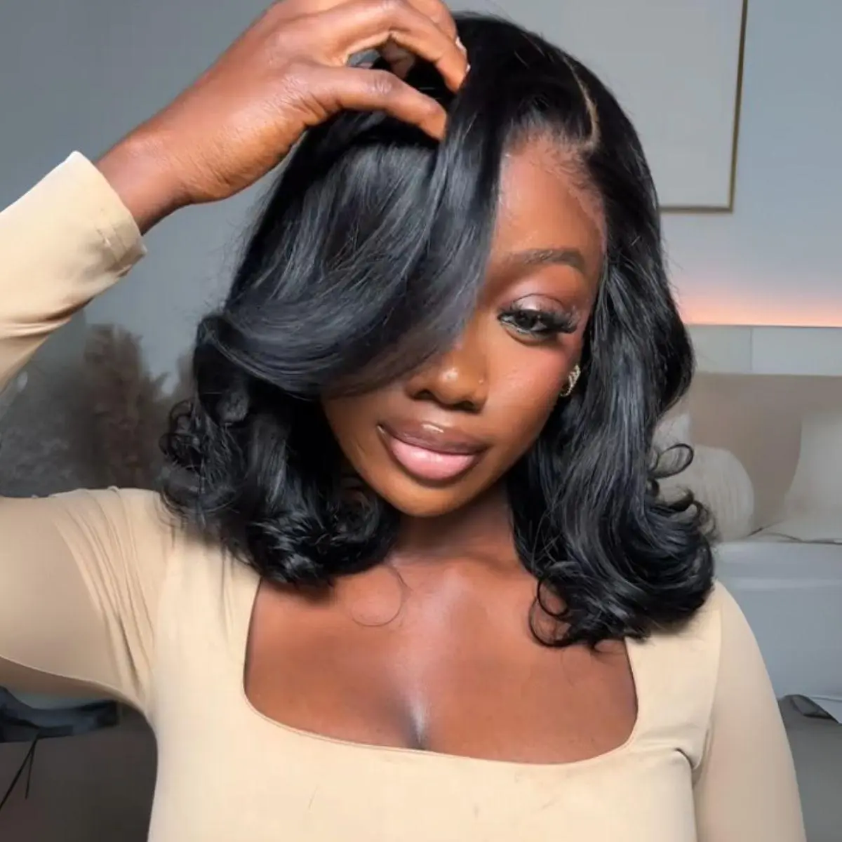 [Upgraded 7x6 Lace] Menglle Hair Side Part Glueless Layered Cut Loose Wave 7×6 Pre Cut Lace Human Hair Wigs Pre Plucked Wig Lace Closure WigShoulder Length Short Bob Wig Pre Hair styled#Summervibes#DealsForYouDays
