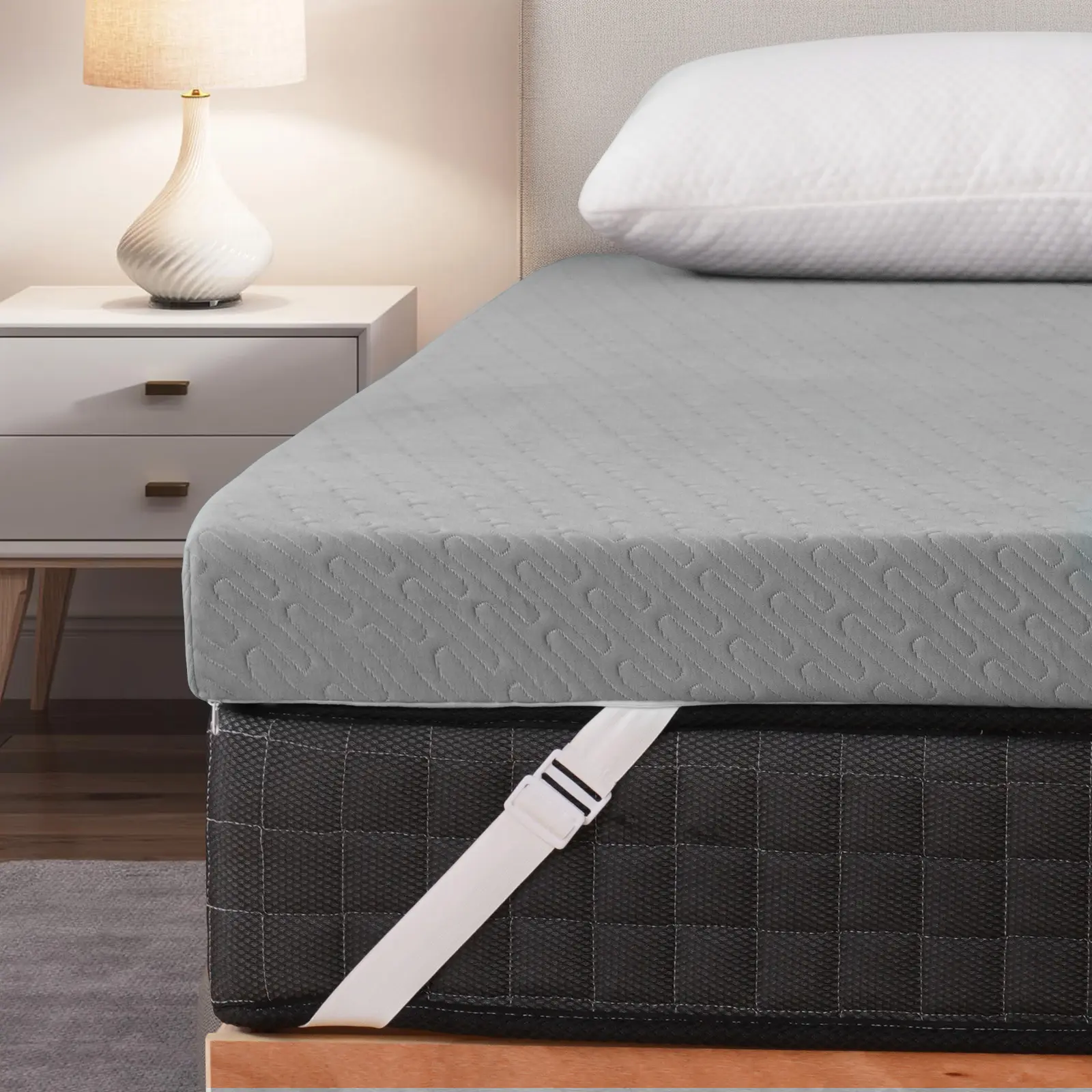【tiktokshopbacktoschool】 VALUXE Gel Memory Foam Mattress Topper Queen, Cooling Bed Topper with Removable Washable Bamboo Cover, High Density Foam
