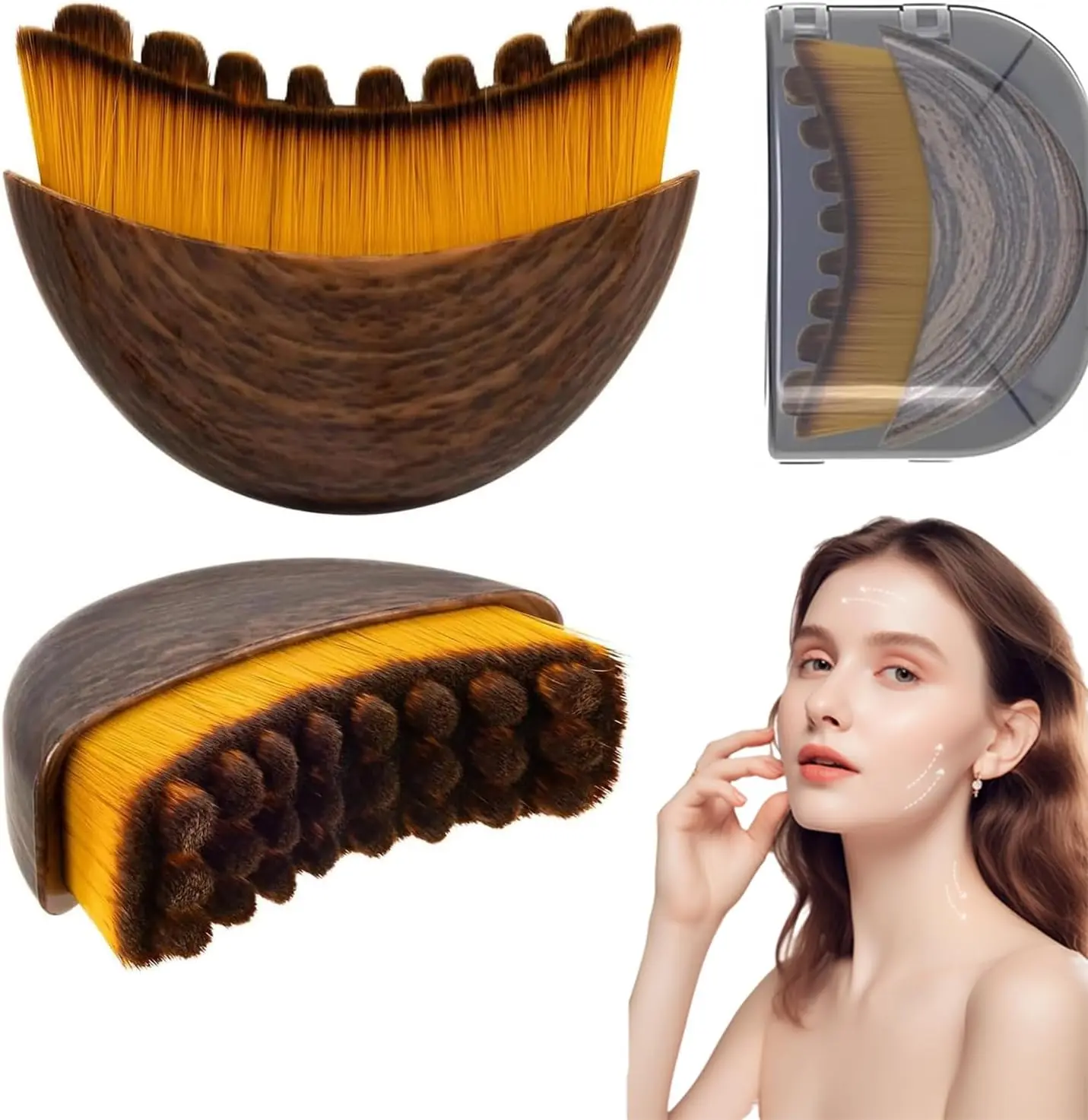 Facial Lymphatic Contour Brush - 50g Professional Skincare Tool, Face Scrubber for Dry Brushing & Normal Skin Soothing Drainage backtoschool