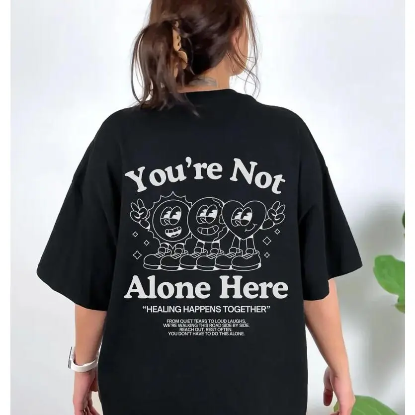 Mental Health Matters Graphic T-Shirt, Women's Casual Cotton Streetwear Tee, Breathable Everyday Slogan Shirt for Self Care & Depression Support, Fashion, Loose, Beach, Piece, Mental Health Gifts, Gym, Statement, Top, Printed, Geometric Print, Sweatshirt,