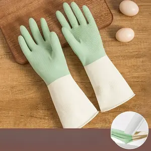 Durable Waterproof Rubber Gloves, Thick Latex Dishwashing Gloves for Kitchen Cleaning & Laundry, Abrasion-Resistant Household Cleaning Gauntlets