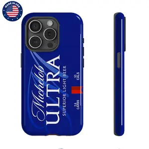 Customized Michelob ULTRA Blue Coquette Aesthetic Smartphone Casing for iPhone 16/15/14/13/12/11 Plus Pro Max, Drop-Proof Shockproof PBT-Silicone-TPU Protection Cover, Vintage Stylish Anti-Scratch Accessory
