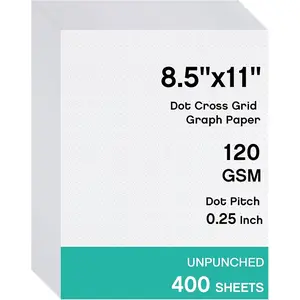 400 Sheets Dot Cross Grid Graph Paper 8.5 x 11 Inches Letter Size Unpunched Refills Thick Smooth White Paper for Planning Bullet Journaling Classic Style