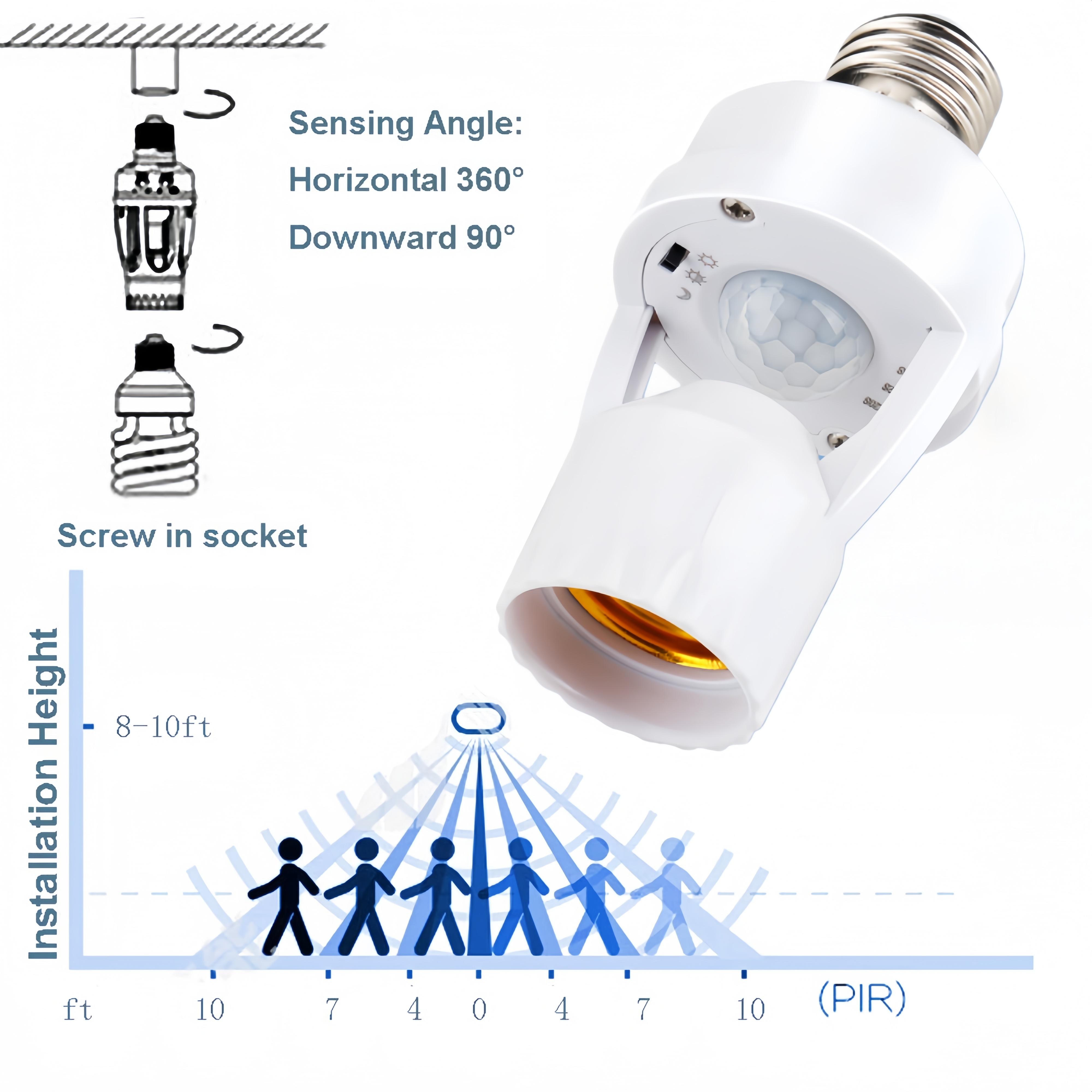 E26/E27 Smart Motion Sensor Light Socket – Auto On/Off Bulb Holder Adapter, Ideal for Garages & Storage Areas motion sensor light socket, screw-in motion sensor socket, light sensor socket, motion sensor bulb adapter, smart light socket,