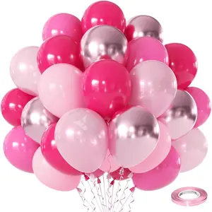 Balloons Metallic Hot  Balloon,60Pcs 12Inch Chrome Light   Balloons for Princess Girl Birthday  Bridal Shower Valentine's Day Party Decorations