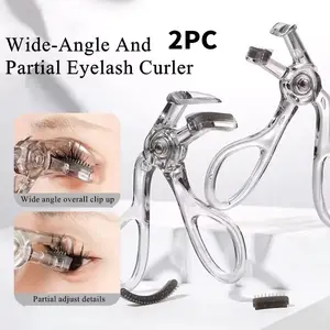 2pcs Eyelash Curler Set with Comb, Professional Partial & Wide-Angle Lash Curlers, Daily Use Makeup Tool with Replacement Pads, Natural Long-Lasting Curl, Easy to Use, Eyelash Curler For Hooded Eyes