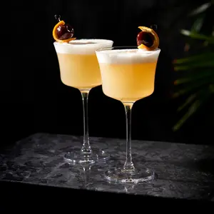 Crystal Sour Glasses - Elegant, Lead-Free, Angled Design, 2-Pack cocktail barware professional aesthetic