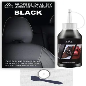FORTIVO Black Leather and Vinyl Repair Kit - Repair and Restore Furniture, Couches, Car Seats, Jackets, Purses, Belts, Shoes, Works on Genuine, Italian, Bonded, PU, Pleather, No Heat Needed