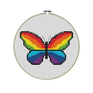 Rainbow Butterfly Mini Premium Cross Stitch Kit - EVERYTHING INCLUDED | Beginner | Colorful patterns | Gifts for Teens | LGBTQ | Hungry Caterpillar