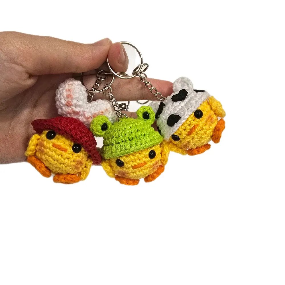 Handmade Crochet Mini Chicken Keychain with Hat - Handmade Craft, Choke-Free Fashion Accessory
