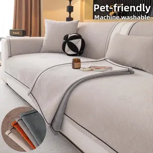 1PC Thick Textured Sofa Cover, Pet-Friendly Non-Slip Couch Cover, Machine Washable Sofa Mat, Soft Anti-Scratch Furniture Cover for Dogs & Cats, Modern Minimalist Sofa Slipcover for Sectional, Loveseat & 2/3-Seater Couch