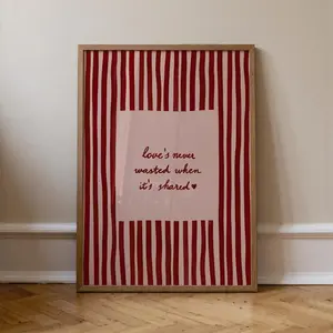 [UNFRAMED POSTER] Love's Never Wasted When It's Shared, Olivia Dean Lyric Wall Art, Striped Living Room Poster