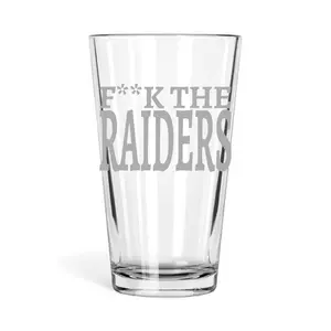 F the raiders laser engraved 16oz beer glass cup
