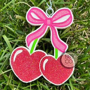 Heart cherries with bow car freshie