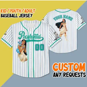 Custom Princess Pocahontas Baseball Jersey  Custom Pocahontas Baseball    Princess Baseball Jersey  Gift For Fan   Princess