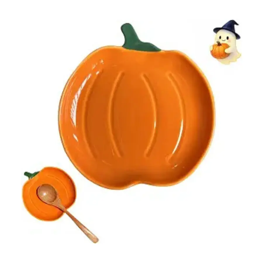 Ceramic Pumpkin Spoon Rest for Kitchen Counter – Halloween Utensil Holder for Cooking Tools