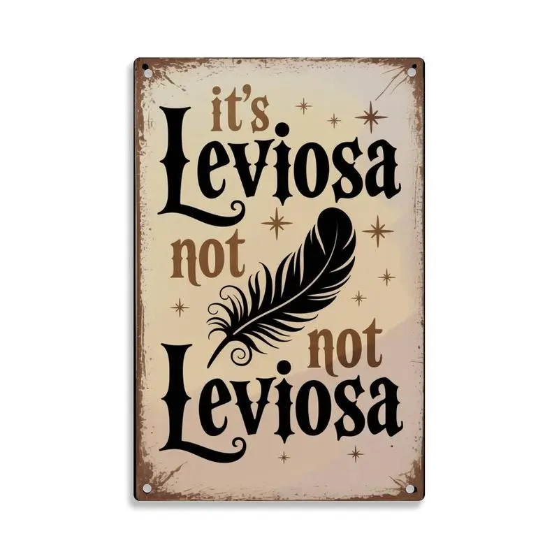 Showcase the magic with this Harry Potter "Leviosa" feather metal sign. This 8x12 inch vintage print adds a whimsical touch to your bedroom, bar, or home decor.