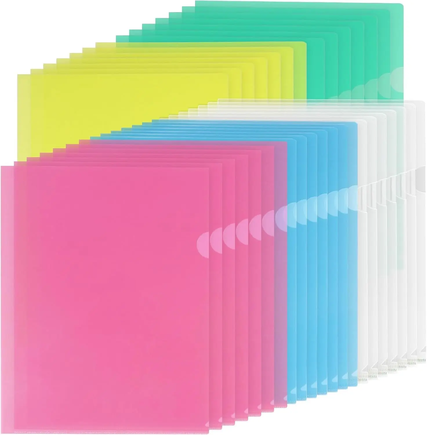 KTRIO 35 Pack Clear Plastic Folders Sleeves Project Pockets for Letter Size 8.5x11 Paper Document, L-Shaped Transparent File Jacket for School Office, Acid-Free Poly Plastic