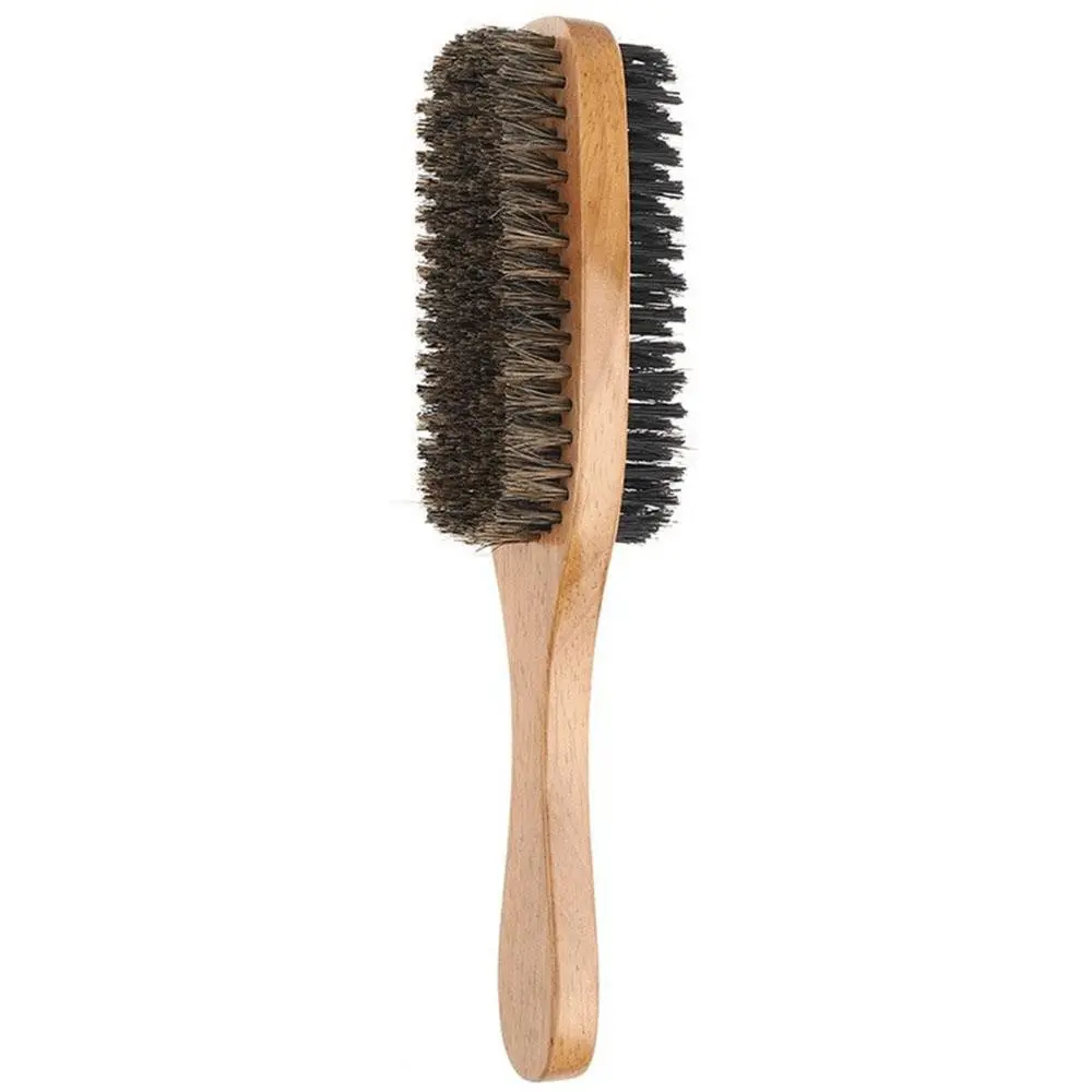 Double-sided Hair Brush, 1 Count Natural Wooden Handle Beard Brush, Styling Brush, Hair Grooming Brush, Hair Care & Styling Tool, Heatless Styling Tools, Hair Care Comb, Detangling Hairbrush, Wooden Brush For Hair