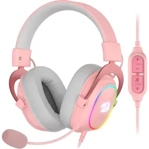 Redragon H510 Zeus-X RGB Pink Wired Gaming Headset - 7.1 Surround Sound - 53MM Audio Drivers in Memory Foam Ear Pads w/Durable Fabric Cover- Multi Platforms Headphone - USB Powered for PC/PS4/NS