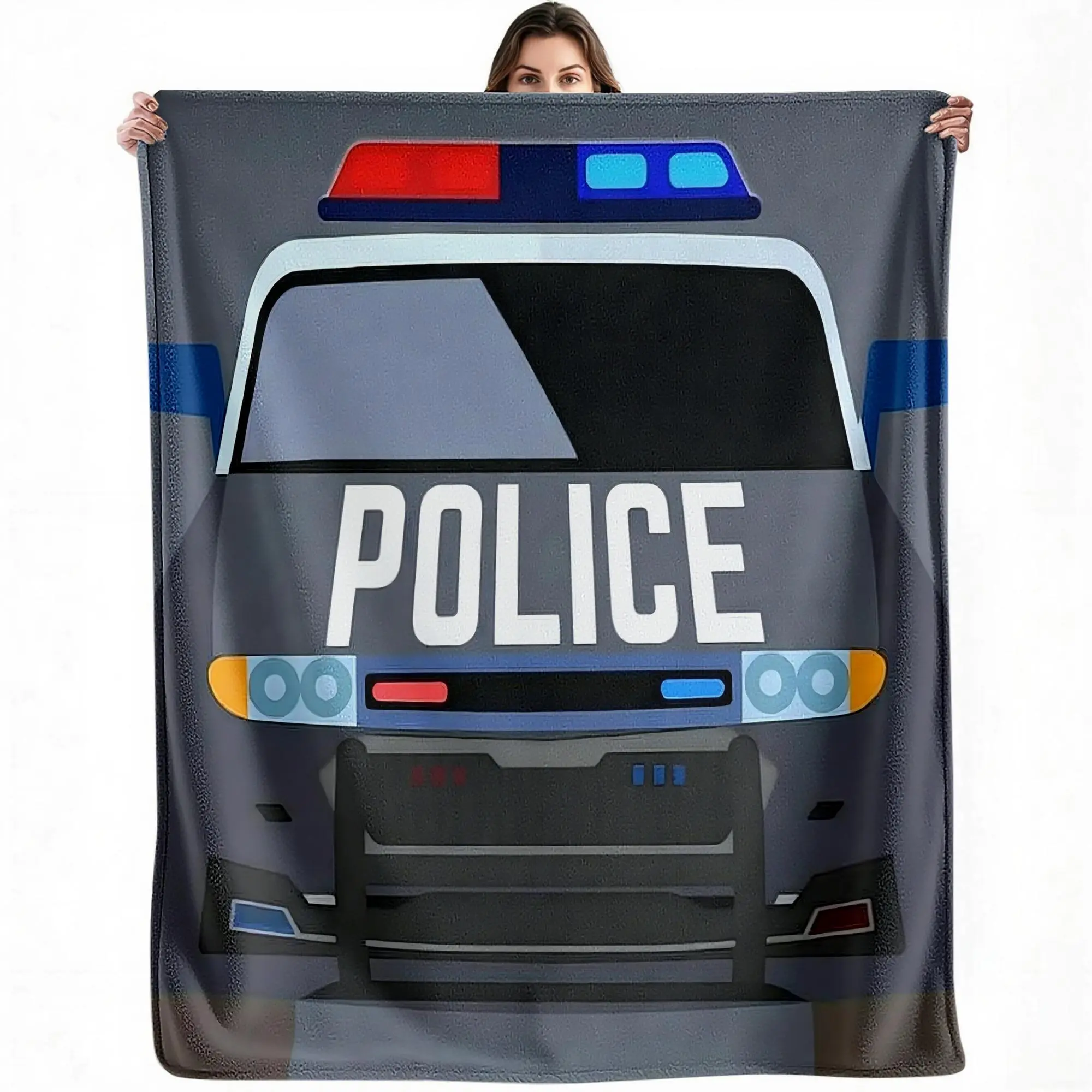 Police Car Flannel Blanket Soft Cozy Throw for Bed Couch Gift for Car Lovers