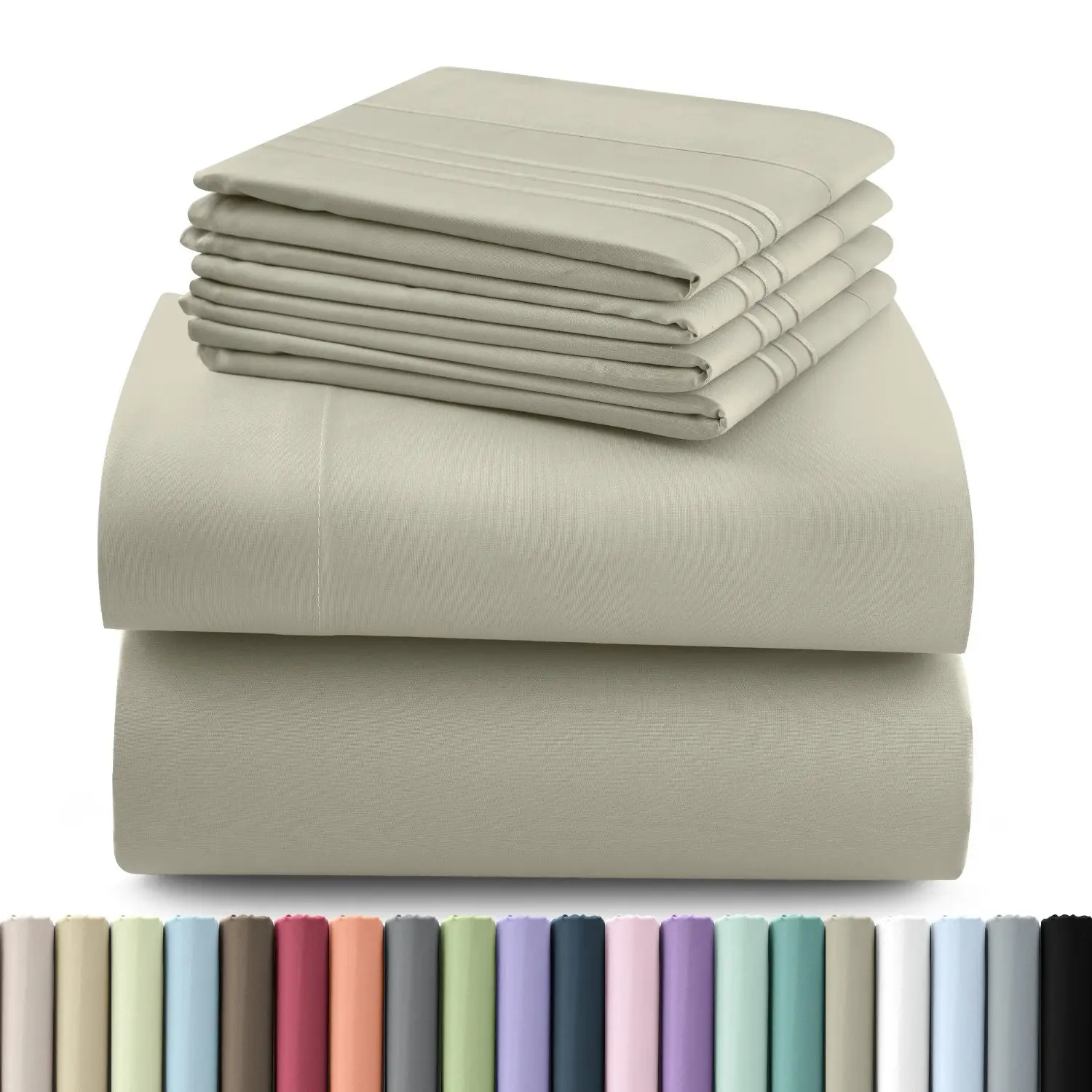 Hannah Bedding Sheet Set - 6 PC Brushed 100% polyester Bed Sheets 16 Inches Deep Pockets - Embroidered & Plain Pillowcases - Hotel Luxury Sheets Bed Set - Soft Bedding Sheets