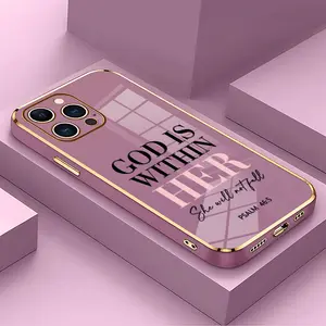 Pink Bible Psalms Quotes Christian Soft&Flexible Electroplating TPU Silicone Phone Case For iPhone 17 Pro Max AIR 16 15 14 13 12 11 Plus Cases Durable|Shockproof|Full Camera Protection|Anti-Scratch|Non-Slip|Slim Fit|Gift For Girlfriend/Men/Women summerwin