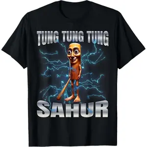Unisex Cotton Graphic T Shirt Featuring Tung Tung Tung Sahur Design Comfortable Trendy Casual Tee