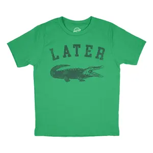 Youth Funny T Shirts Later Alligator Sarcastic Gator Joke Tee For Kids Funny T Shirts Funny Animal Short Sleeve Novelty Tees for Kids Green -